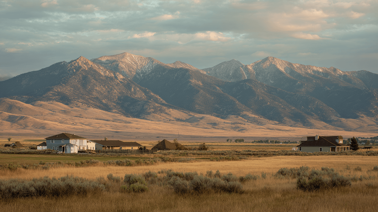 Belgrade Montana neighborhood with Gallatin Valley mountain backdrop