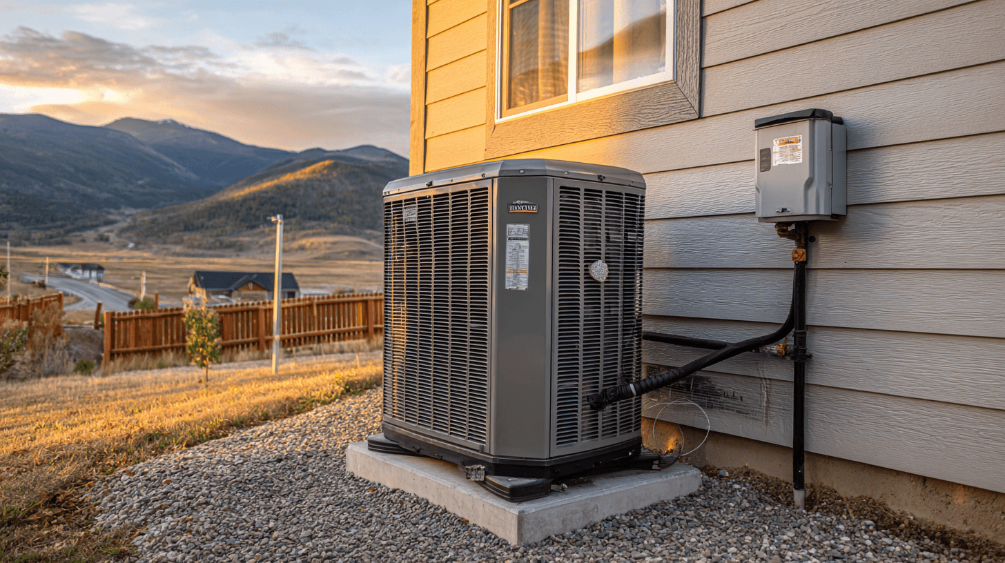 Technician working on an outdoor air conditioning unit