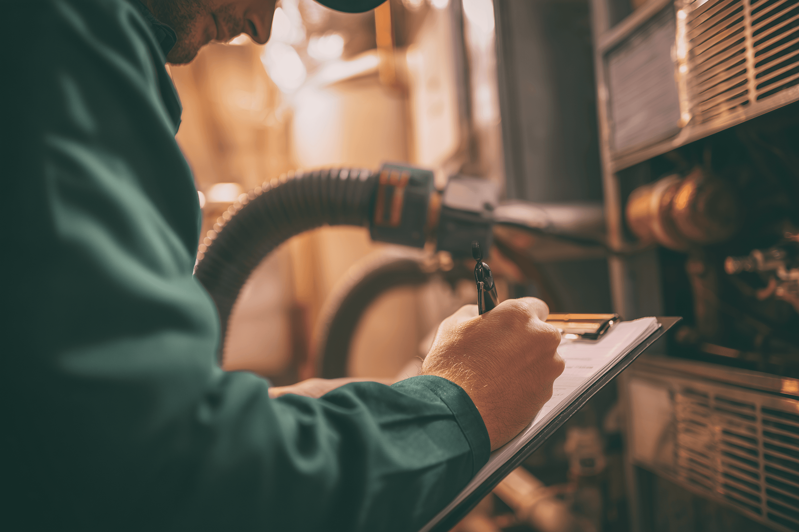 Technician performing a system maintenance check